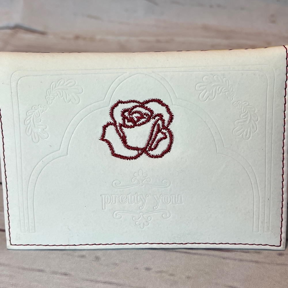 Cream passport holder luggage tag rose leather